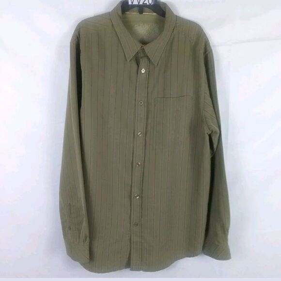 PrAna Mens Green Stripe Textured Long Sleeve Large - Picture 1 of 7
